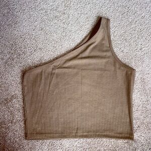 Basic Tan One Shoulder Crop Top Size Small